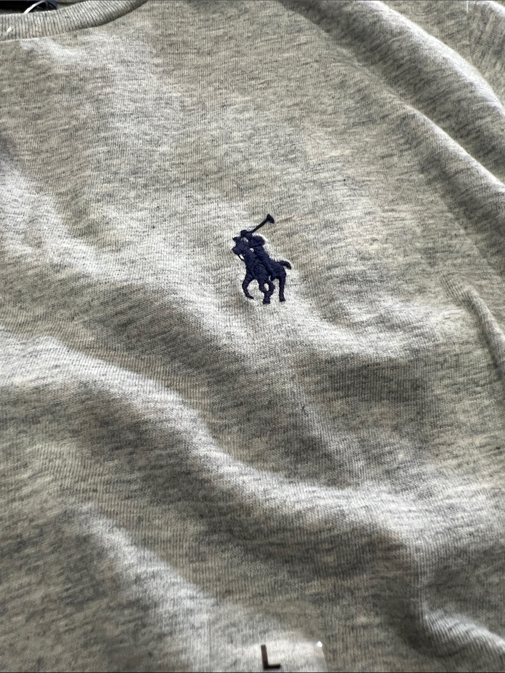 Ralph Lauren Heather Gray Short Sleeve Polo Tee with Navy Pony - Picture 5 of 6